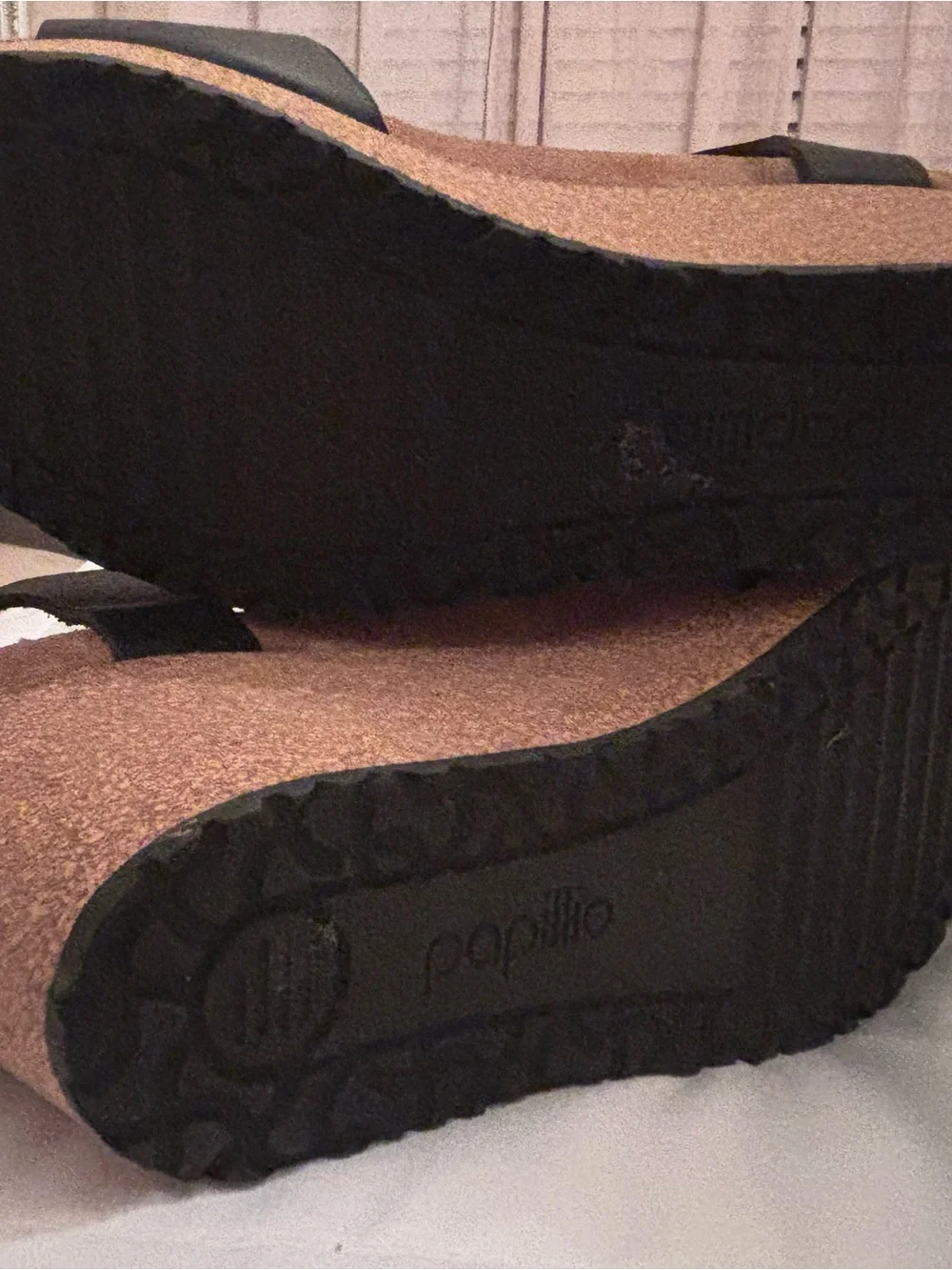 Birkenstock Papillio Black Leather Wedge Sandals